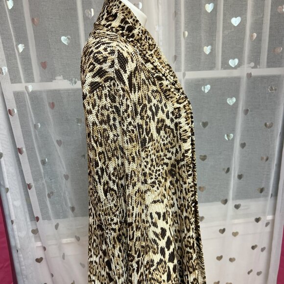#120 Chico's Travelers Leopard Patterned Jacket Sweater Size 3 - Picture 2 of 5
